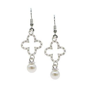 Clover Crystal Teardrop Dangle Earrings (Van Cleef Style) ~SEE VIDEO
